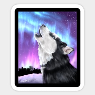 Howling Husky | Northern Lights Aurora Sticker